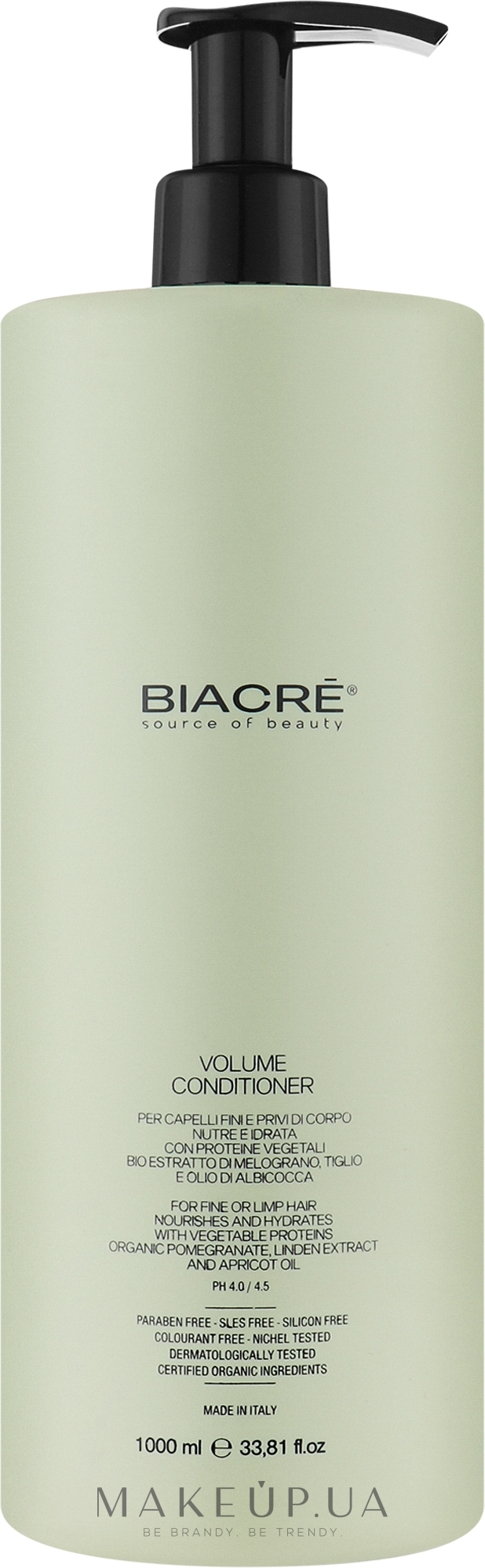 Протеїновий кондиціонер для надання об'єму волоссю - Biacre Volume Conditioner — фото 1000ml