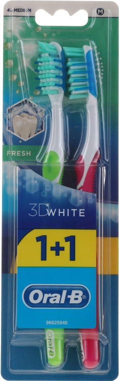 Набор зубных щеток, 40 средней жесткости, салатовая + розовая - Oral-B Advantage 3D Fresh — фото N1