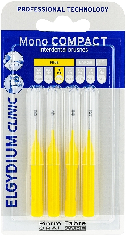 Щетка межзубная, желтая, 4 шт. - Elgydium Clinic Brushes Mono Compact Yellow 1.0mm — фото N2