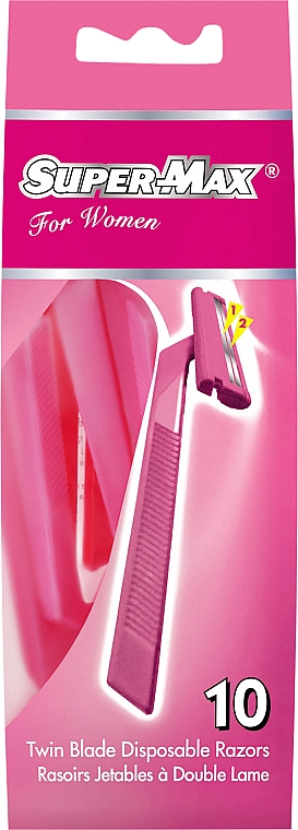 Набор одноразовых женских станков для бритья, 10 шт - Super-Max Twin Blade Disposable Razors — фото N1