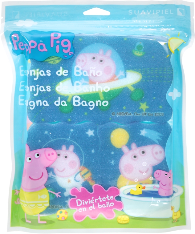 Набор мочалок "Свинка Пеппа" 3шт, космос, голубые - Suavipiel Peppa Pig Bath Sponge — фото N1