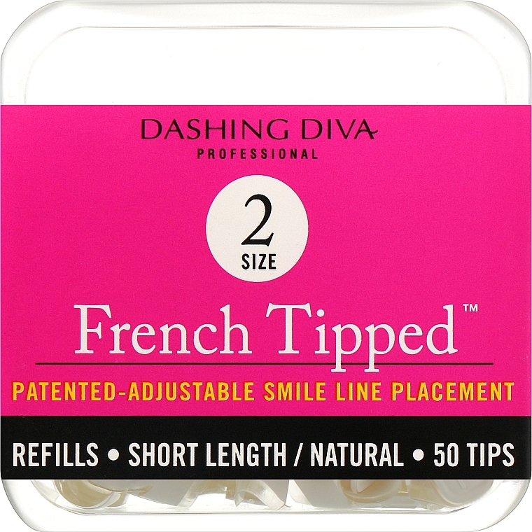Тіпси короткі натуральні - Dashing Diva French Tipped Short Natural 50 Tips (Size - 2) — фото N1