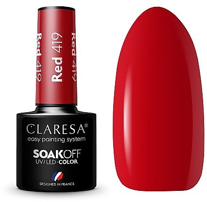 Набор гель-лаков для ногтей №22 - Claresa SoakOff UV/LED Color Red/Make It Shine! (gel/polish/2x5g) — фото N3