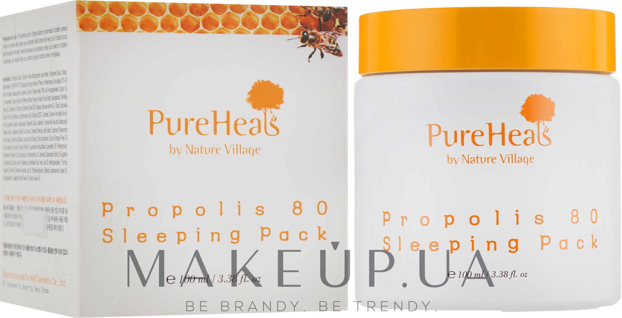 Ночная увлажняющая маска для лица с экстрактом прополиса - PureHeal's Propolis 80 Sleeping Mask — фото 100ml