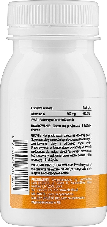 Харчова добавка "Вітамін C", 750 мг - Vita-Lab Vitamin C 750 mg — фото N2