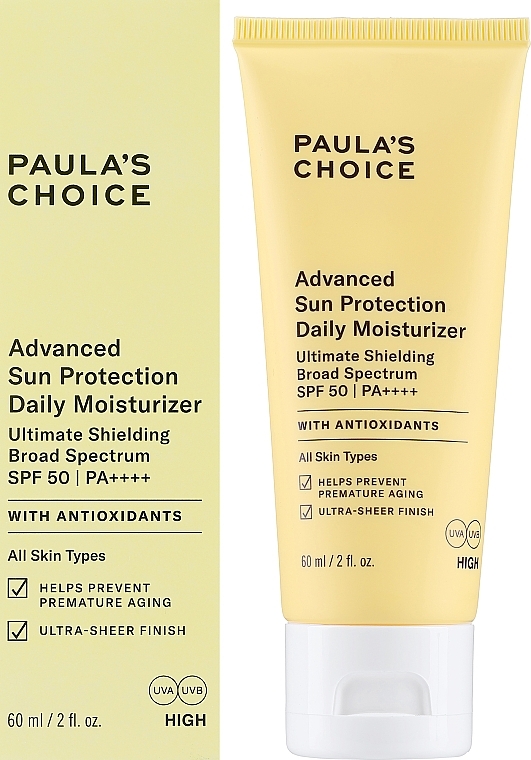Зволожувальний сонцезахисний крем - Paula's Choice Advanced Sun Protection Daily Moisturizer SPF 50 PA++++ — фото N1