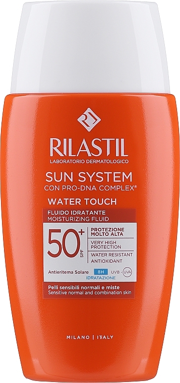 Увлажняющий солнцезащитный флюид для лица на водной основе с SPF 50 - Rilastil Sun System Fluide Water Touch SPF 50+