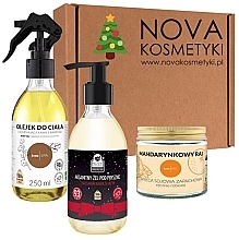 Набор "Волшебное сияние" - Nova Kosmetyki Manufaktura (b/oil/250ml + sh/gel/250ml + candle/1pcs) — фото N1