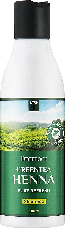 Шампунь для волос - Deoproce Green Tea Henna Pure Refresh Shampoo — фото N1