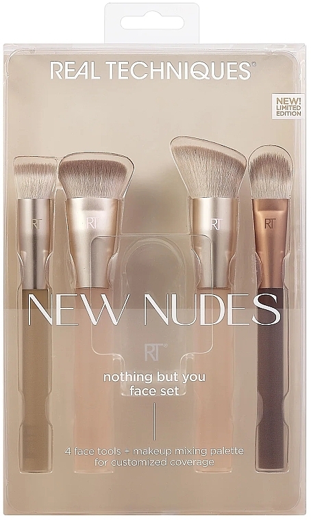 Набір пензлів для макіяжу, 4 шт. - Real Techniques New Nudes Nothing But You Face Set — фото N2