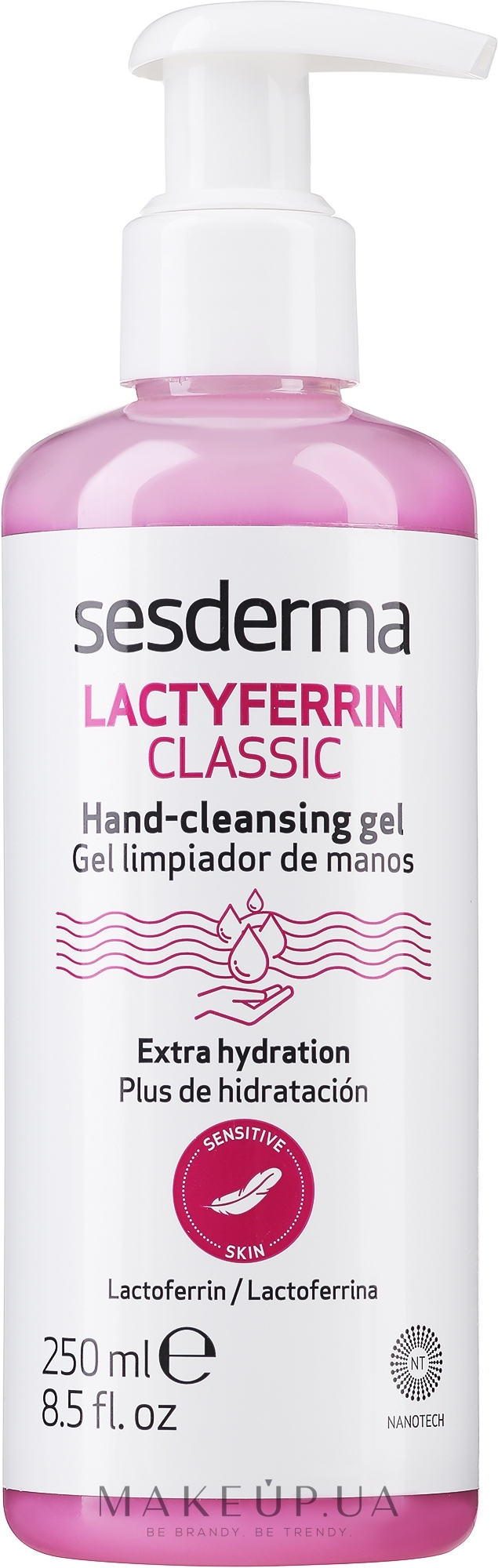 Антибактеріальний гель для дезінфекції рук - SesDerma Laboratories Lactyferrin Sanitizer Hand Sanitizer Gel — фото 250ml
