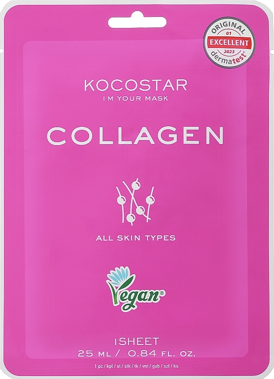 Антивозрастная маска с коллагеном для эластичности и упругости кожи - Kocostar Collagen Mask — фото N1