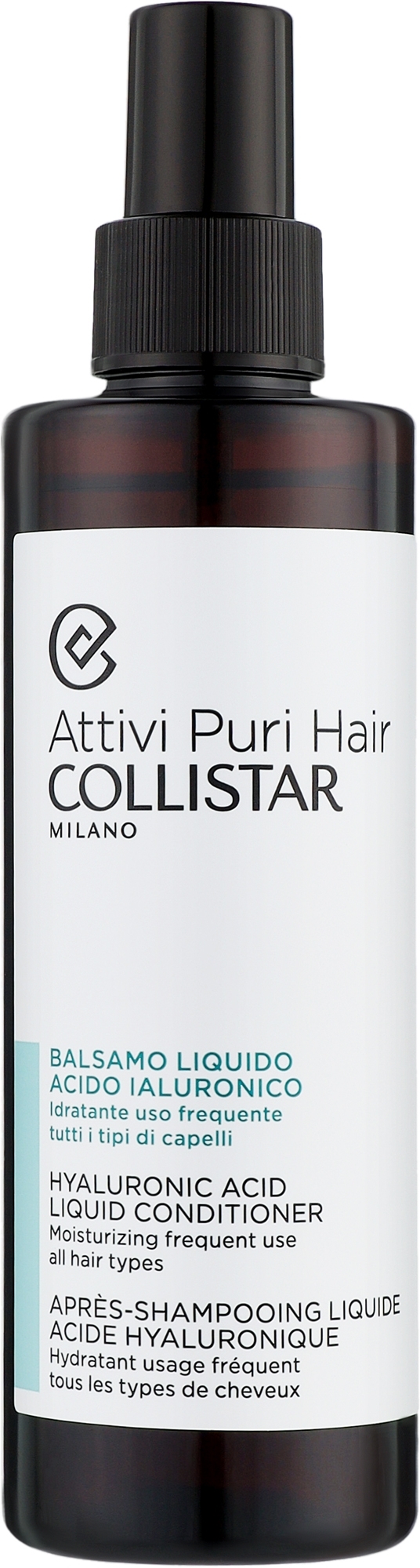 Увлажняющий кондиционер с гиалуроновой кислотой - Collistar Attivi Puri Hair Hyaluronic Acid Liquid Conditioner — фото 200ml