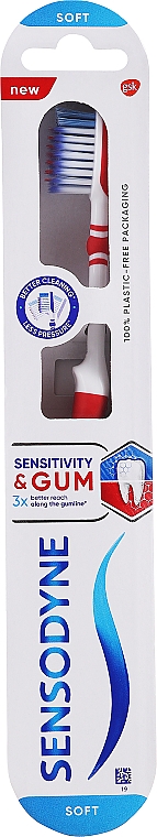 Зубная щетка "Чувствительность зубов и защита десен", красная - Sensodyne Sensitivity & Gum Soft Toothbrush — фото N1