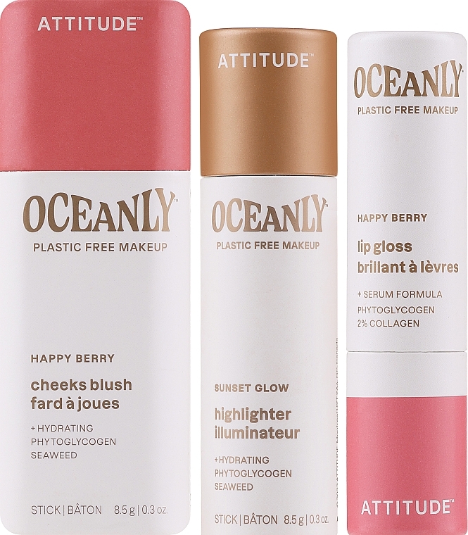 Набір - Attitude Oceanly Happy Berry Set (highl/8.5g + lip/stick/3.4g + blush/8.5g) — фото N2