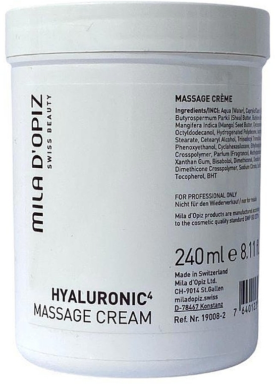 Крем для массажа - Mila D’Opiz Hyaluronic 4 Massage Cream  — фото N1