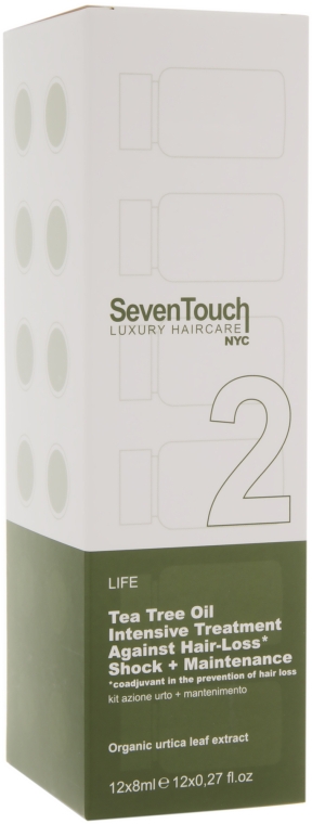 Набор от выпадения волос - Punti di Vista Seven Touch Tea Tree Oil Complete Treatment Kit (shm/250ml + sh/act/treatm/4*8ml + maint/8*8ml) — фото N3