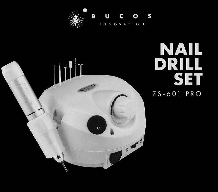 Фрезер для маникюра и педикюра, черный - Bucos Nail Drill Pro ZS-601 Black — фото N8