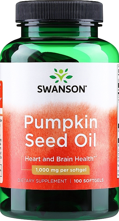 Харчова добавка гарбузова, 100 шт. - Swanson Pumpkin Seed Oil 1000 mg — фото N1