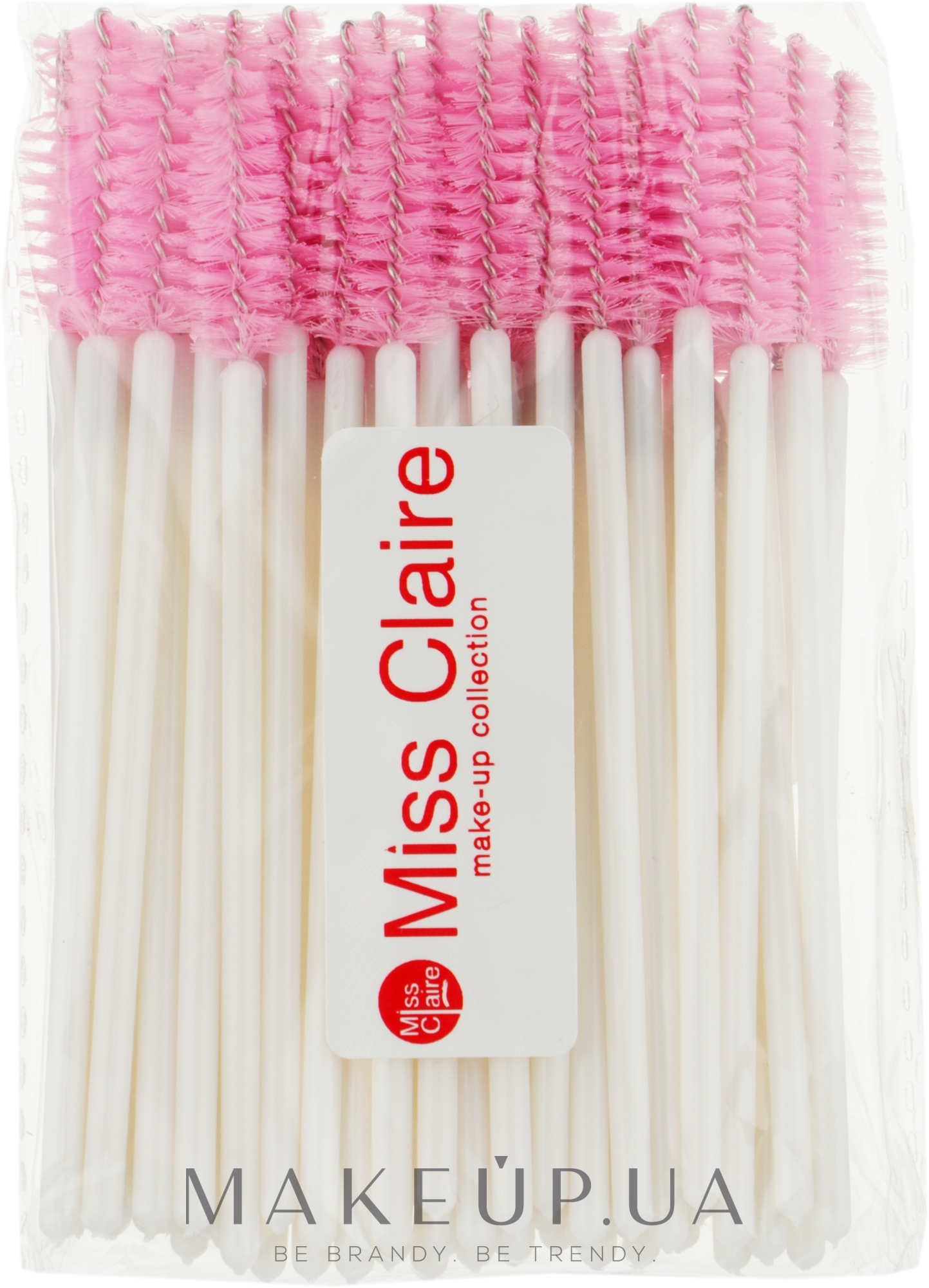 Одноразовые щеточки для ресниц и бровей, бело-розовые - Miss Claire — фото 50шт