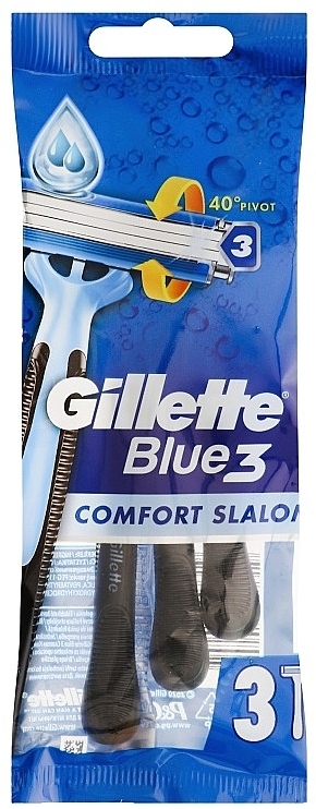 Набор одноразовых станков для бритья, 3 шт. - Gillette Blue 3 Comfort Slalom — фото N1