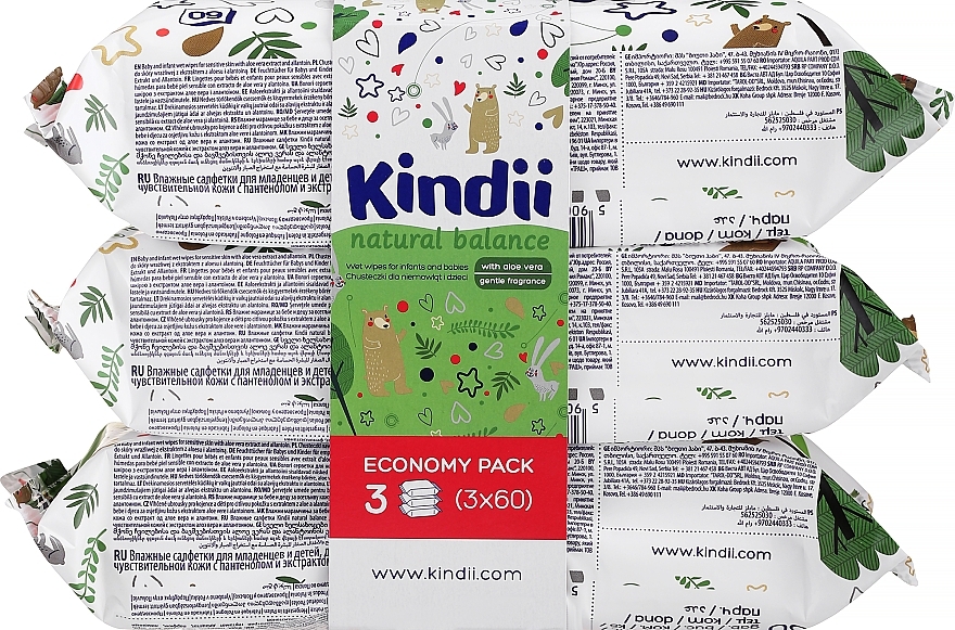 Детские влажные салфетки, 60 шт - Kindii Natural Balance Cleanic — фото N4