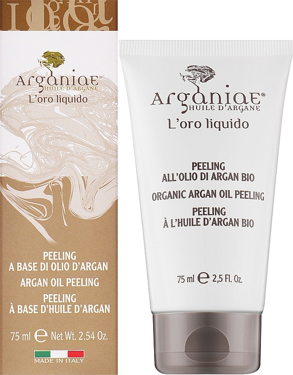 Пилинг с микросферами для лица и тела с органическим аргановым маслом - Arganiae L'oro Liquido Organic Argan Oil Peeling — фото N2