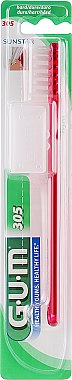 Зубная щетка "305", жесткая, красная - G.U.M Hard Regular Toothbrush — фото N1