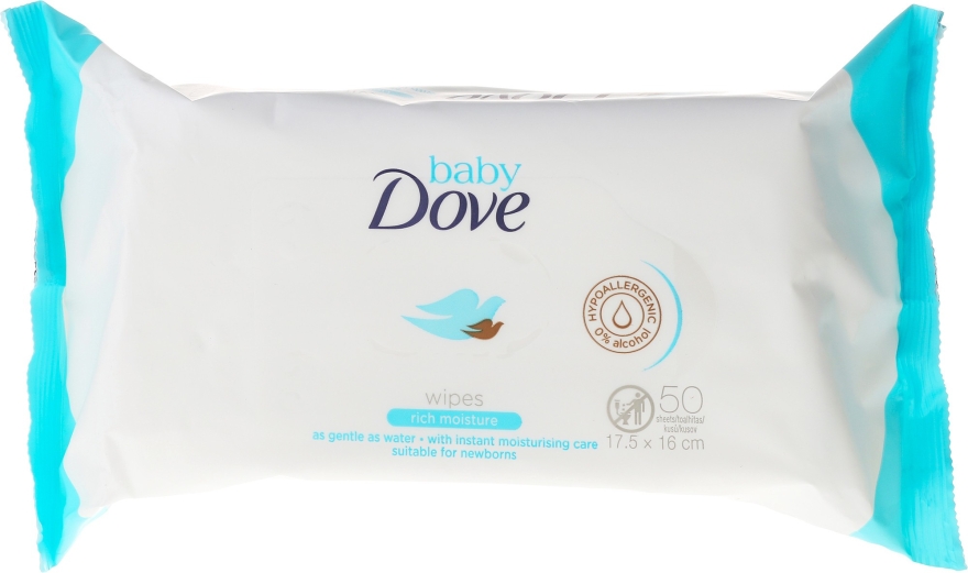 Влажные салфетки, 50шт - Dove Baby Care Rich Moisture Wipes — фото N1