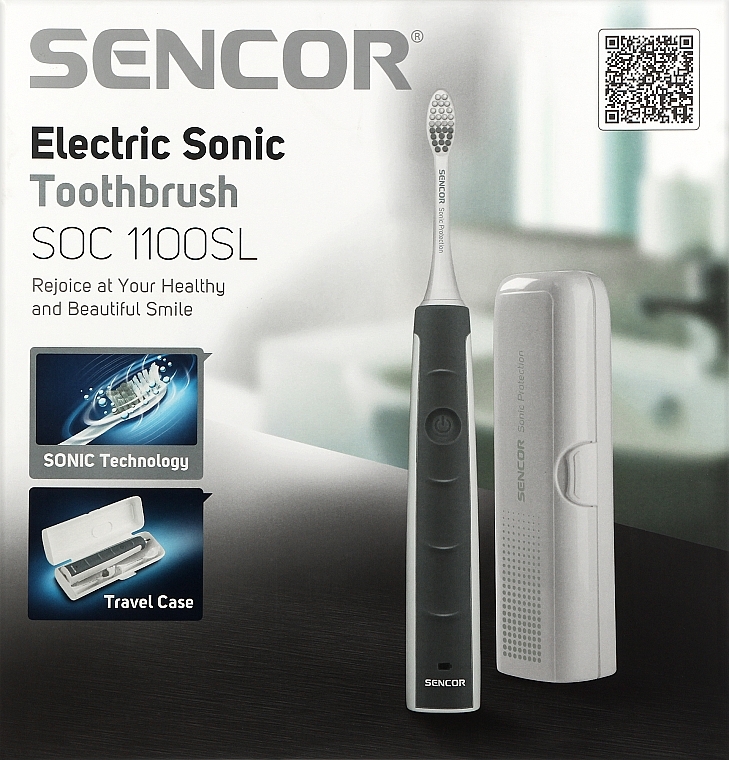 Електрична зубна щітка, біло-сіра, SOC 1100SL - Sencor — фото N1