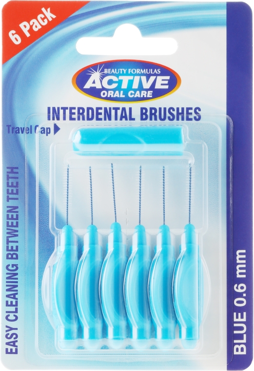 Межзубные щетки, 0,6 мм, голубые - Beauty Formulas Active Oral Care Interdental Brushes Blue
