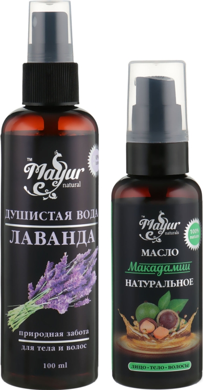 Набір для волосся та шкіри "Лаванда і макадамія" - Mayur (oil/50ml + b/mist/120ml) — фото N1