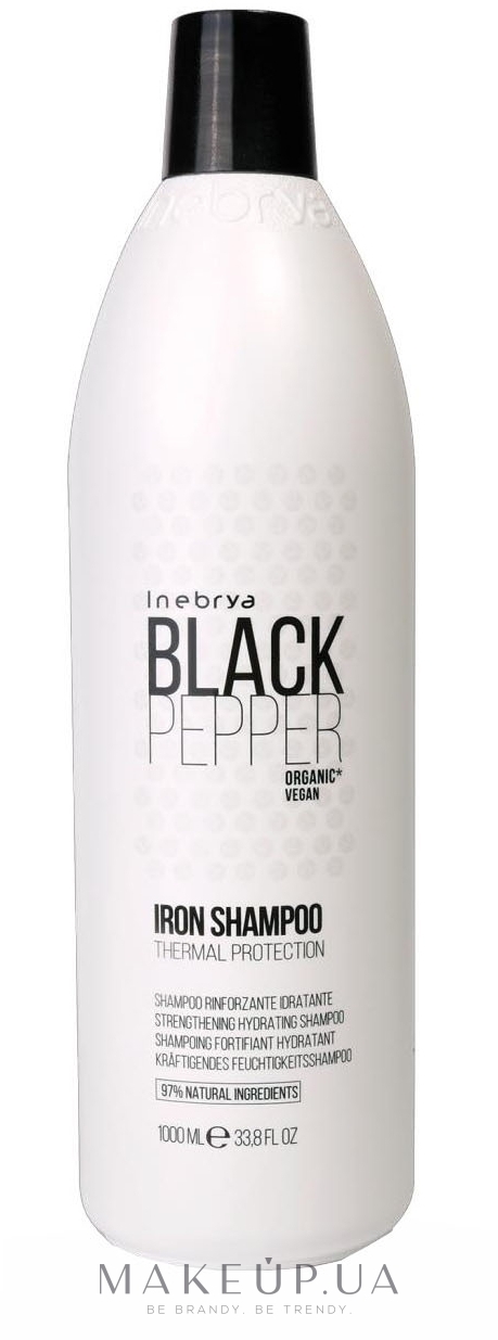 Зміцнювальний шампунь для волосся - Inebrya Balck Pepper Iron Shampoo — фото 1000ml