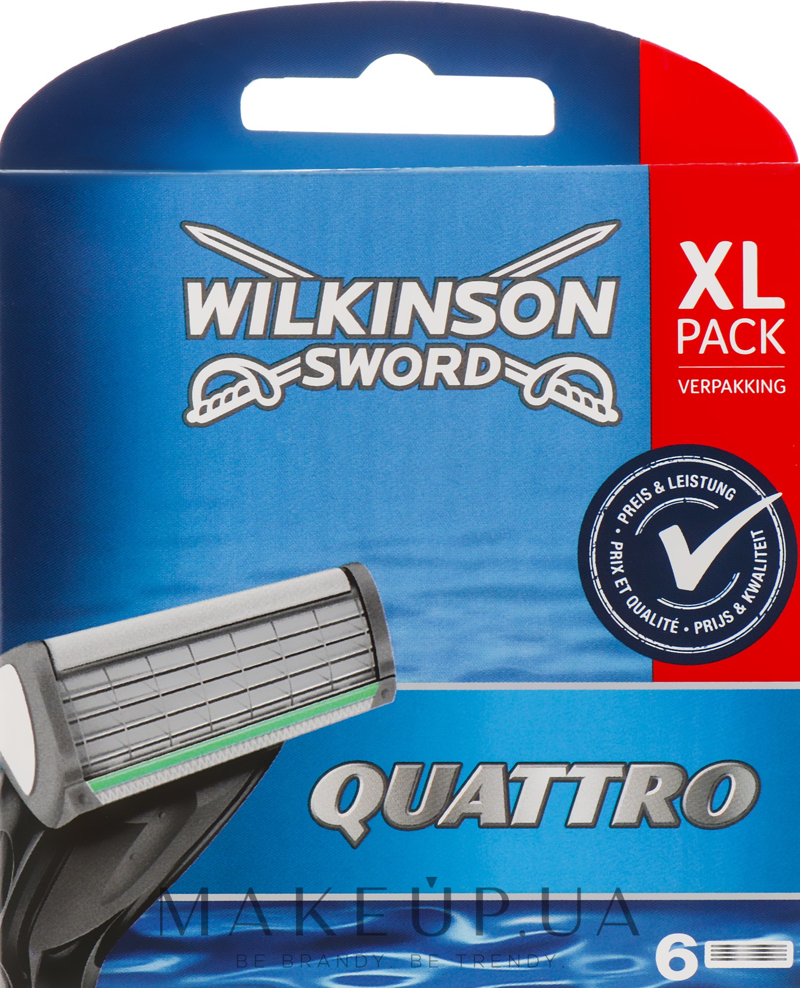 Сменные лезвия, 6 шт - Wilkinson Sword Quattro Titanium — фото 6шт