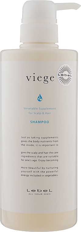 Шампунь восстанавливающий для волос и кожи головы - Lebel Viege Shampoo — фото N1
