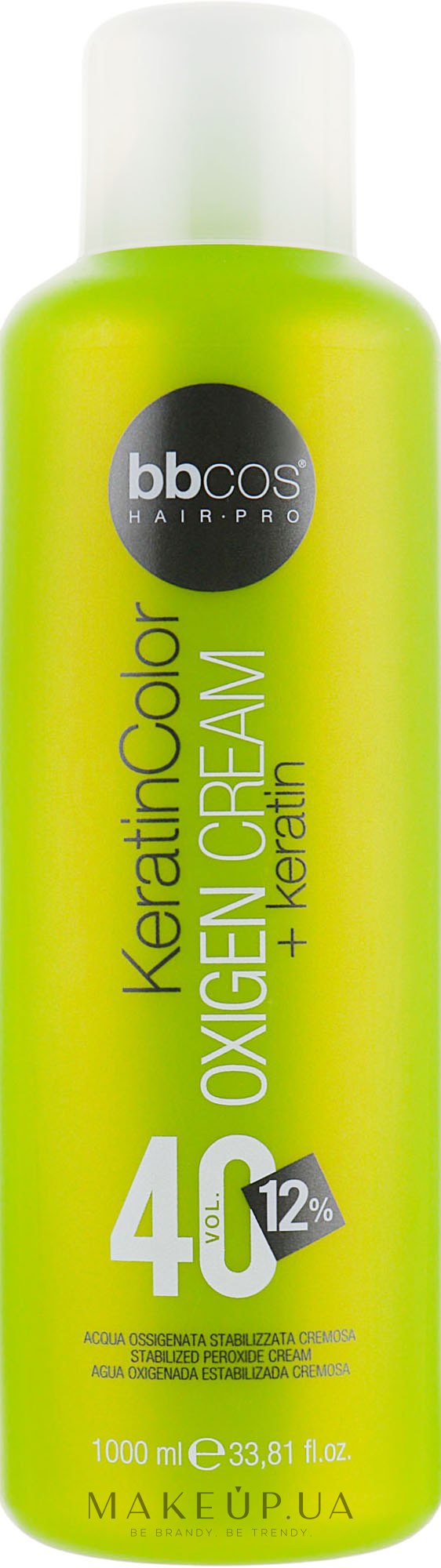 Окислитель кремообразный 12 % - BBcos Keratin Color Oxigen Cream 40 Vol — фото 1000ml
