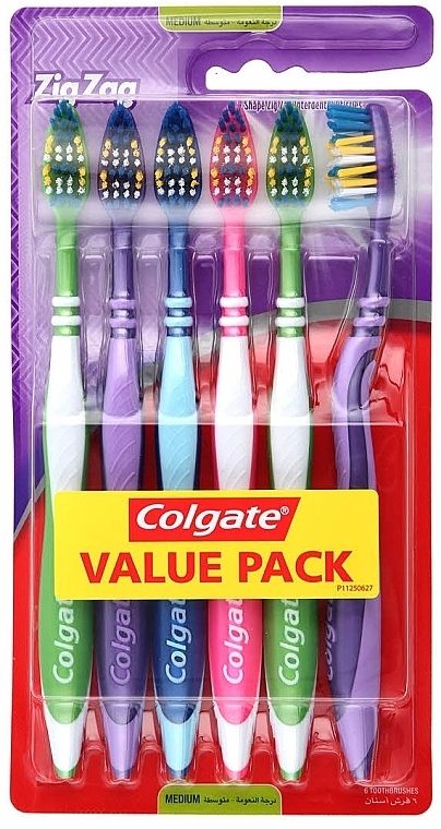 Набор - Colgate ZigZag Medium Toothbrush (toothbrush/6pcs) — фото N1