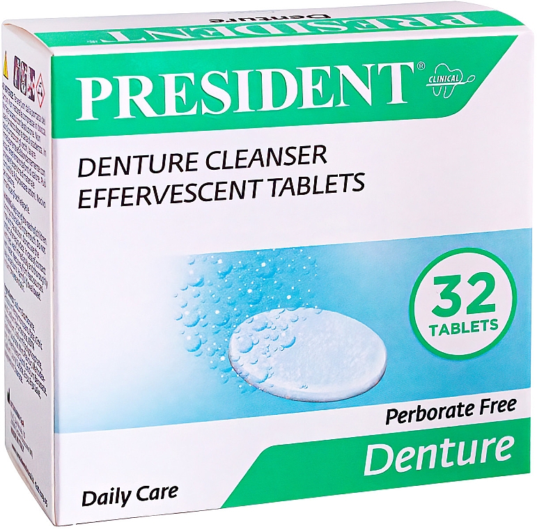Шипучие таблетки для очищения зубных протезов - PresiDENT Denture Cleanser Effervescent Tablets