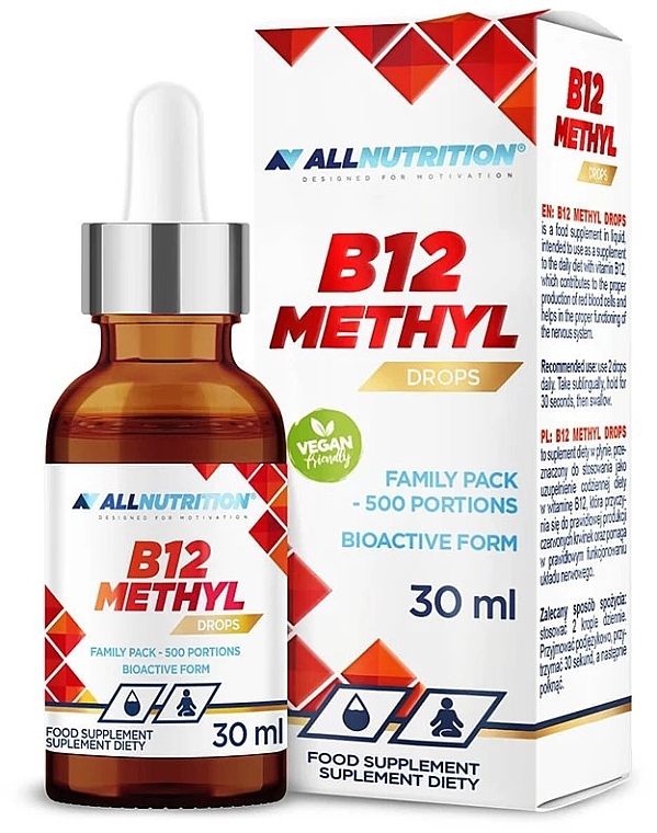 Харчова добавка "Метилкобаламін" - Allnutrition B12 Methyl Drops — фото N1