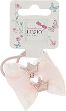 Резинки для волос "Бантик с бусинами", 2 шт, светло-розовые - Lukky Fashion — фото N1