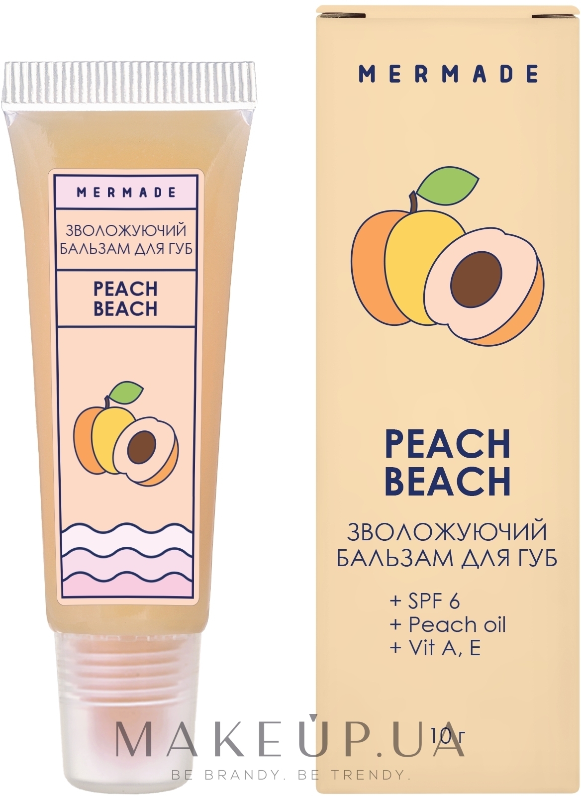 Зволожувальний бальзам для губ - Mermade Peach Beach SPF 6 — фото 10g