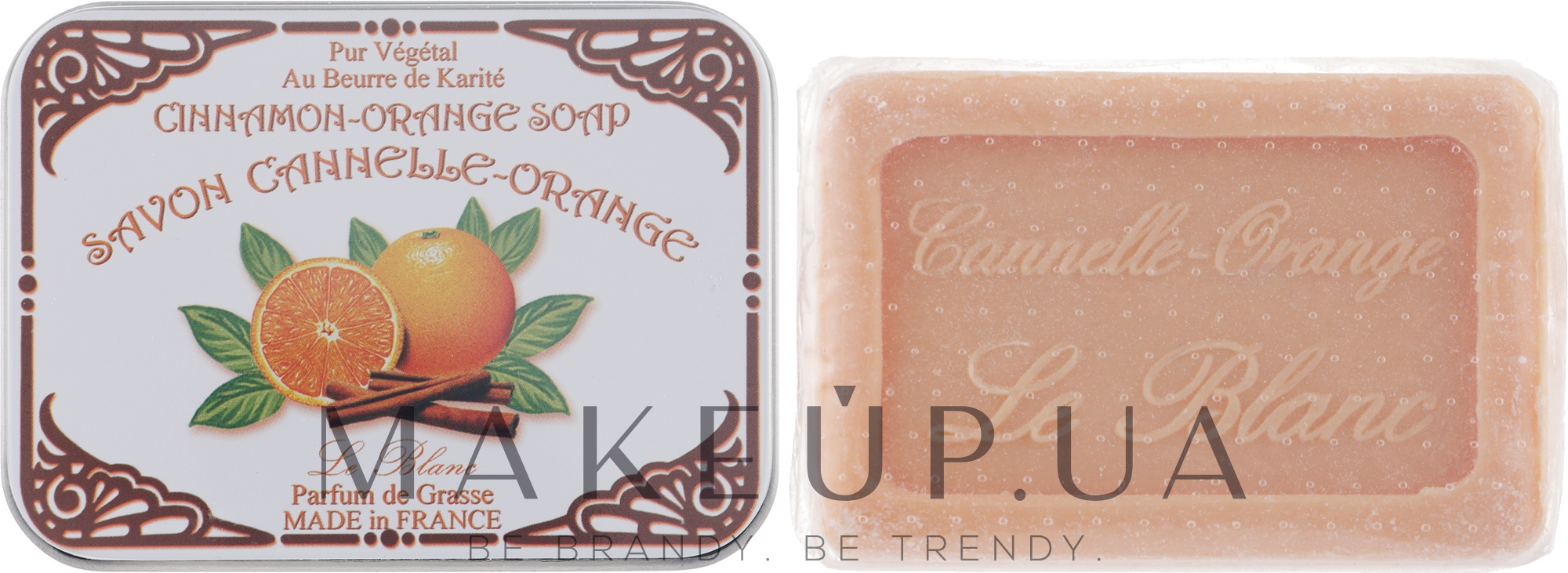 Натуральне мило в жерстяній упаковці "Апельсин-кориця" - Le Blanc Cannelle & Orange Soap — фото 100g