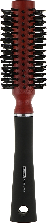 Щетка для волос с резиновой ручкой круглая , средняя, 25х7х5 см - Titania — фото N1