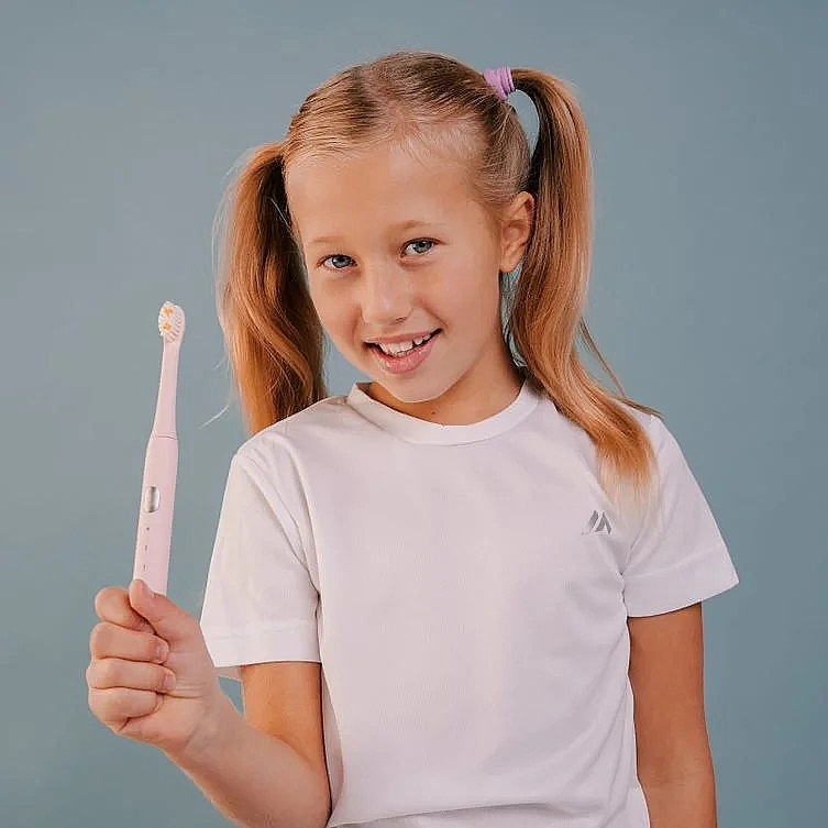 Детская электрическая звуковая зубная щетка, розовая - Smiley Light Kids — фото N7