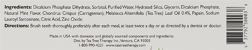 Отбеливающая зубная паста с маслом чайного дерева - Tea Tree Therapy Whitening Toothpaste With Tea Tree Oil  — фото N3