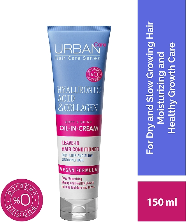Крем-олія для волосся з гіалуроновою кислотою - Urban Care Hyaluronic Acid & Collagen Oil In Cream — фото N2