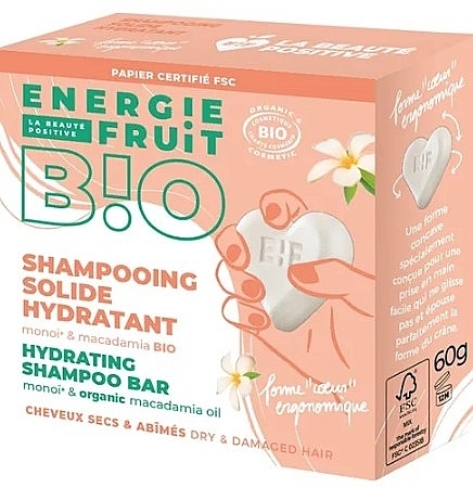 Твердий шампунь для сухого і пошкодженого волосся "Моної та олія макадамії" - Energie Fruit Monoï & Macadamia Oil Hydrating Shampoo Bar — фото N1