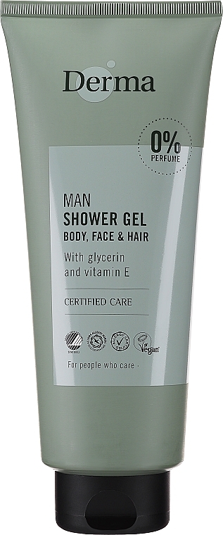Гель для миття обличчя, тіла та волосся - Derma Man Shower Gel Body Face & Hair For People Who Care Vegan — фото N1