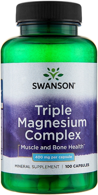Харчова добавка "Комплекс магнію", 400 мг, 100 капсул - Swanson Triple Magnesium Complex — фото N1