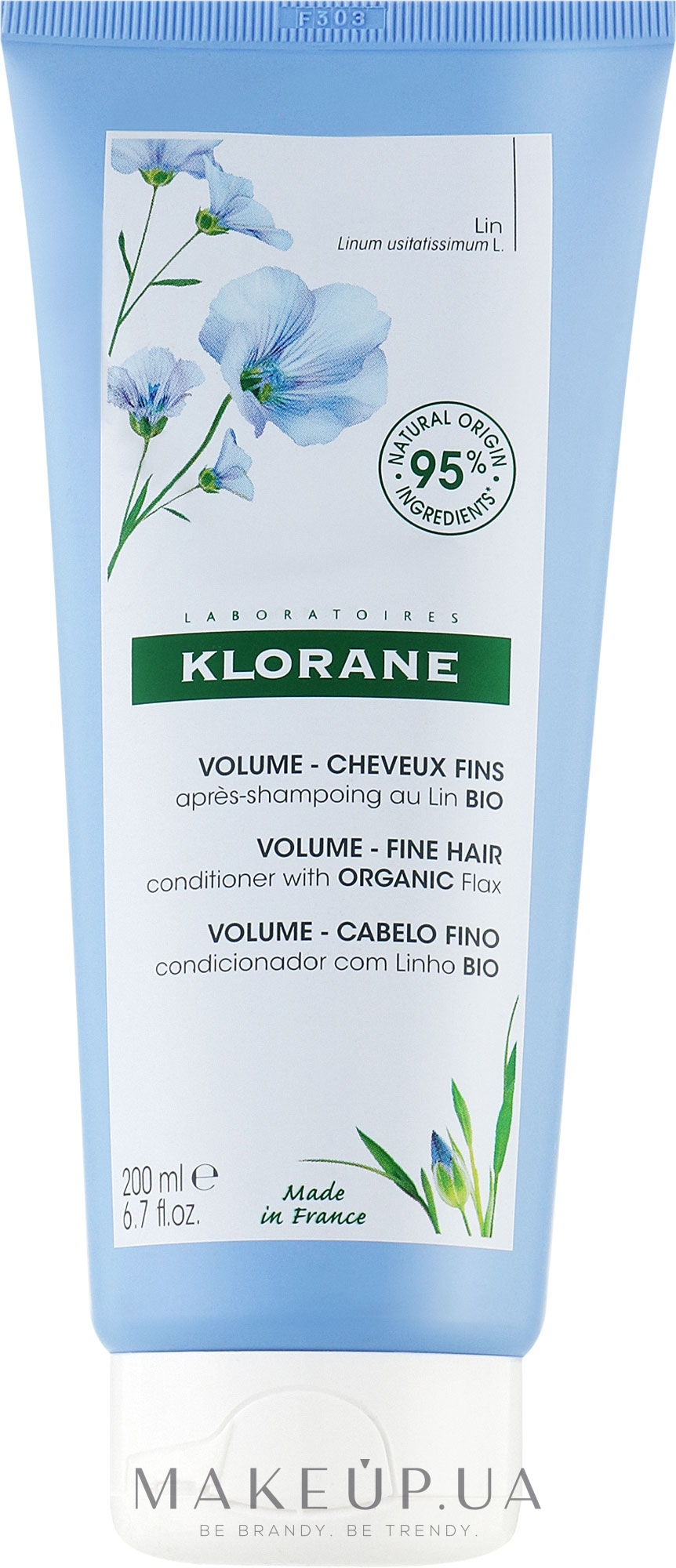 Кондиціонер для об'єму з екстрактом органічного льону - Klorane Volume -Fine Hair with Organic Flax — фото 200ml